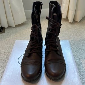 Brown leather Steve Madden lace up boots